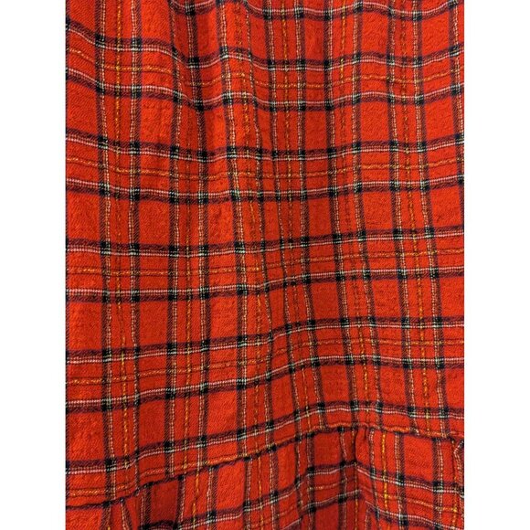 Holiday Red Tartan Button-Front Blouse By Loft Long-Sleeve - Picture 6 of 7